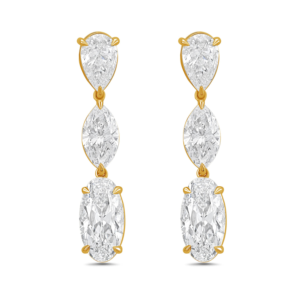 Lab Grown Multi Shaped Diamond Drop Earrings