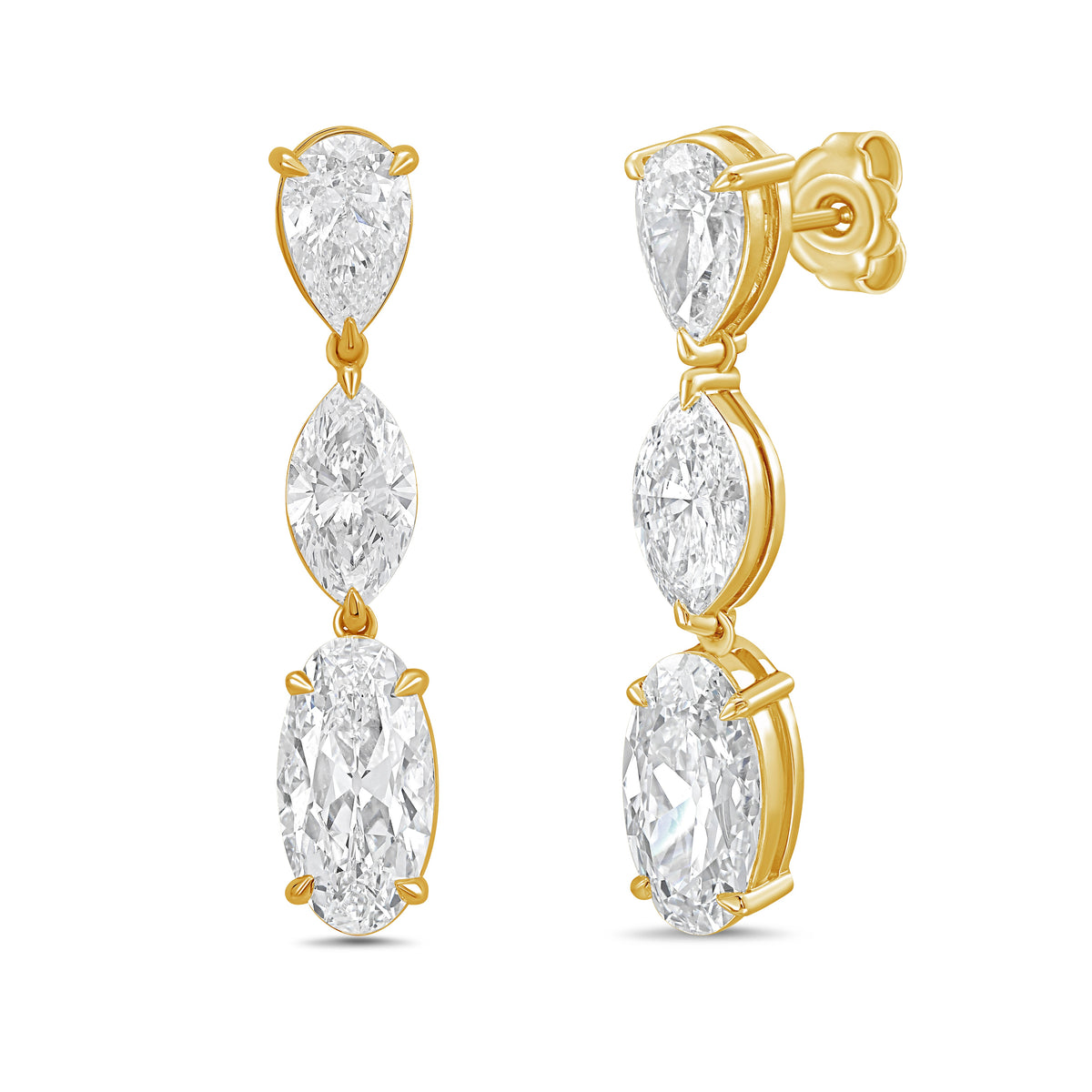Lab Grown Multi Shaped Diamond Drop Earrings