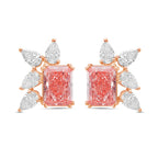 Lab Grown Pink & White Diamond Cluster Earrings