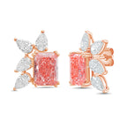 Lab Grown Pink & White Diamond Cluster Earrings