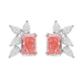 Lab Grown Pink & White Diamond Cluster Earrings
