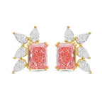 Lab Grown Pink & White Diamond Cluster Earrings