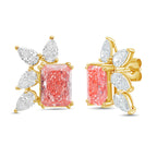 Lab Grown Pink & White Diamond Cluster Earrings