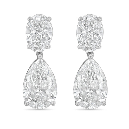 Lab Grown Oval And Pear Drop Earrings