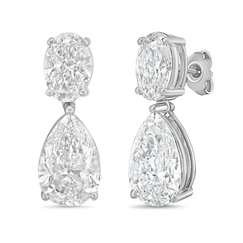 Lab Grown Oval And Pear Drop Earrings