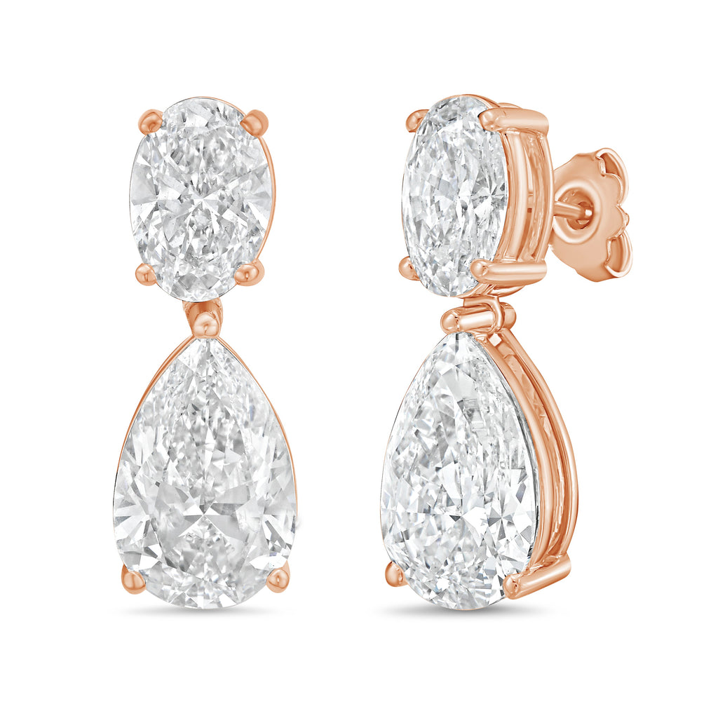 Lab Grown Oval And Pear Drop Earrings