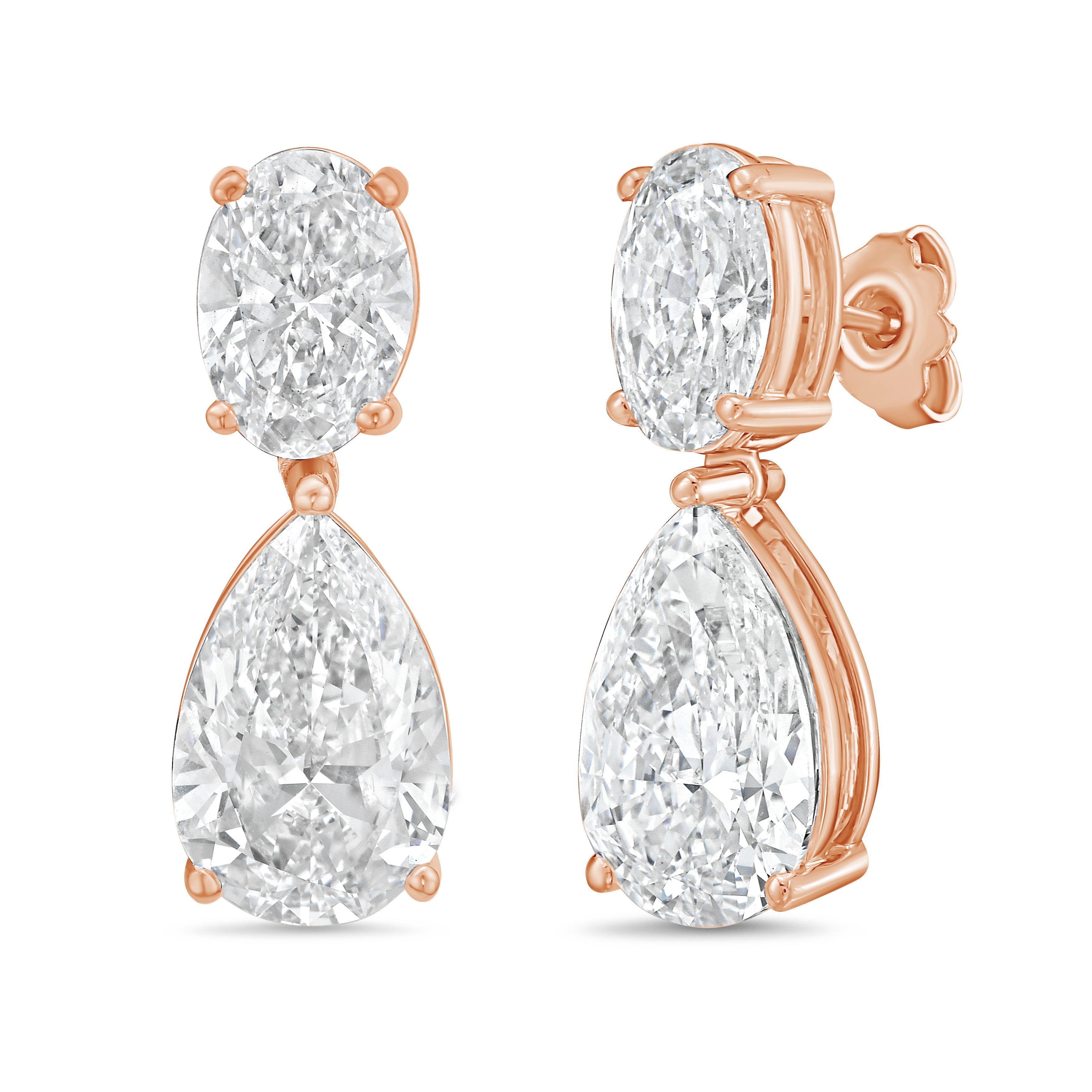 Lab Grown Oval And Pear Drop Earrings