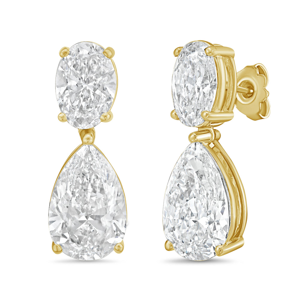 Lab Grown Oval And Pear Drop Earrings