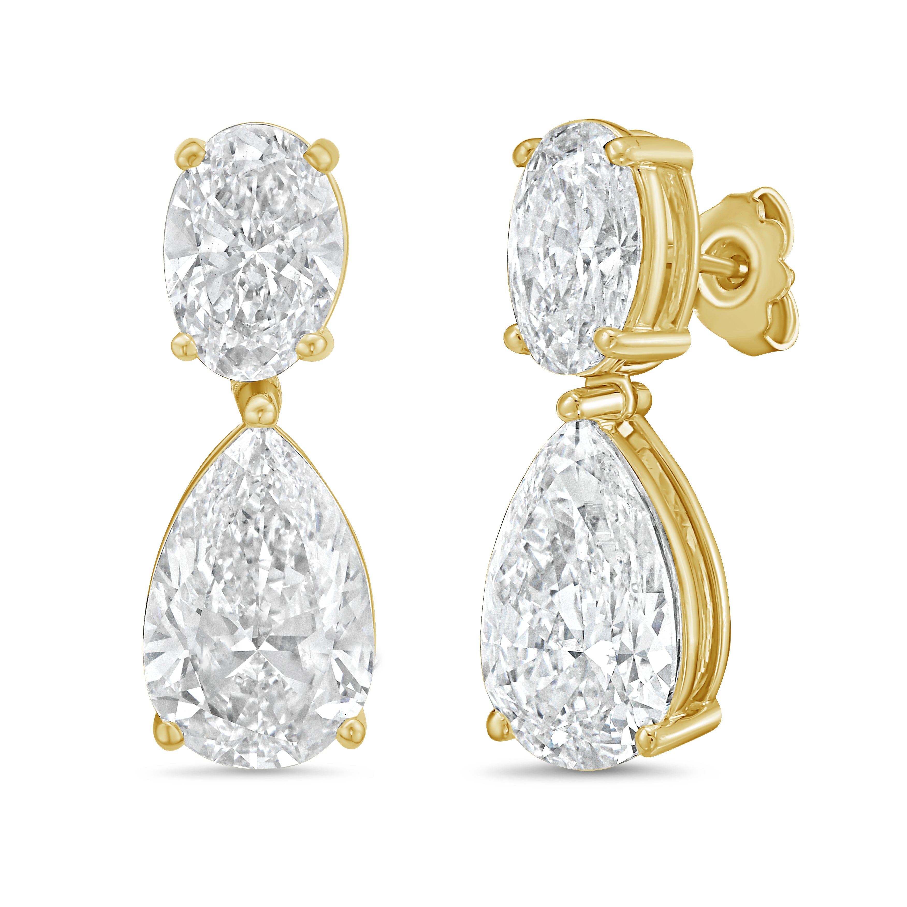 Lab Grown Oval And Pear Drop Earrings