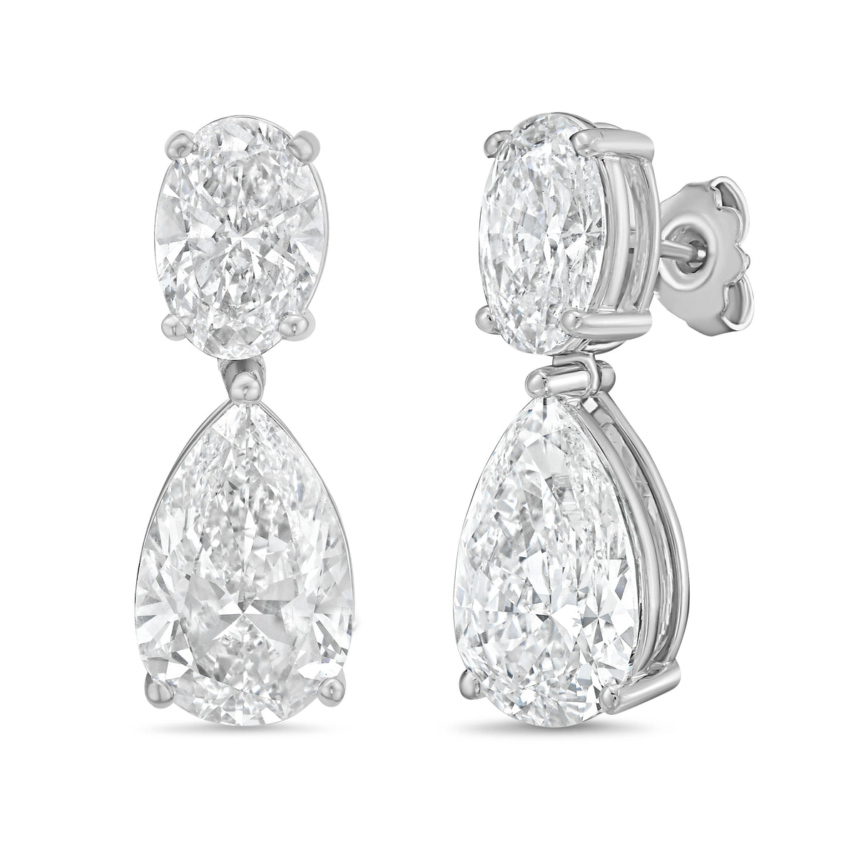 Lab Grown Oval And Pear Drop Earrings