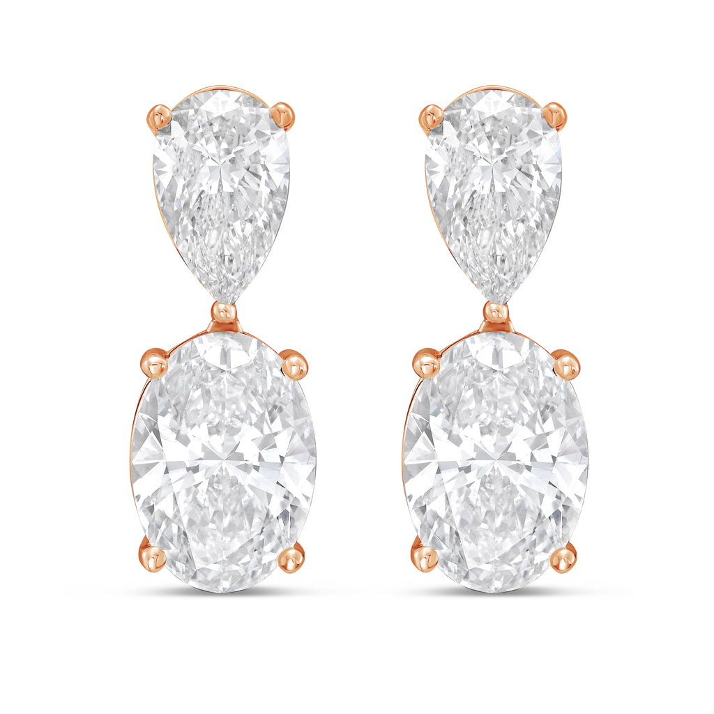 Lab Grown Pear And Oval Diamond Drop Earrings