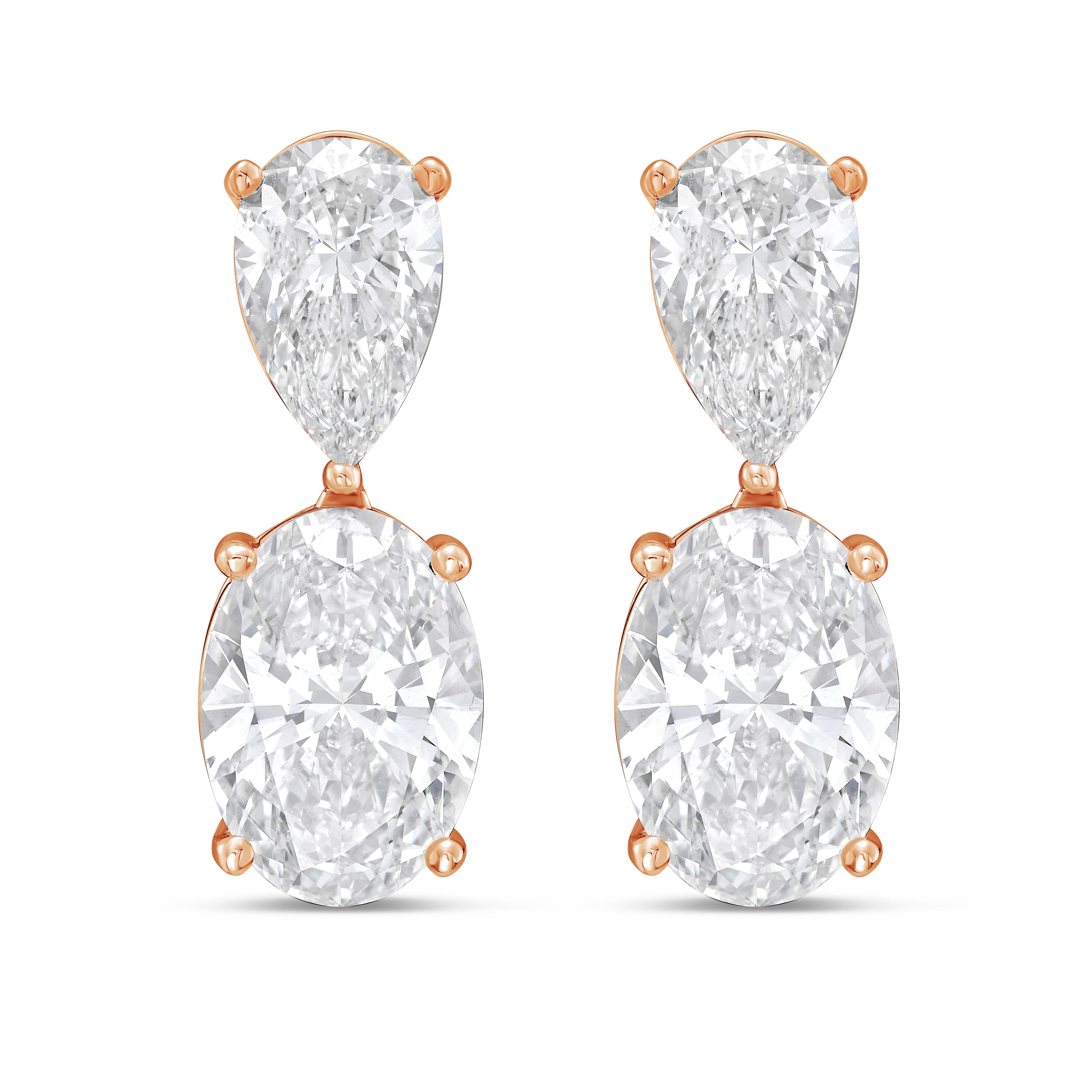 Lab Grown Pear And Oval Diamond Drop Earrings