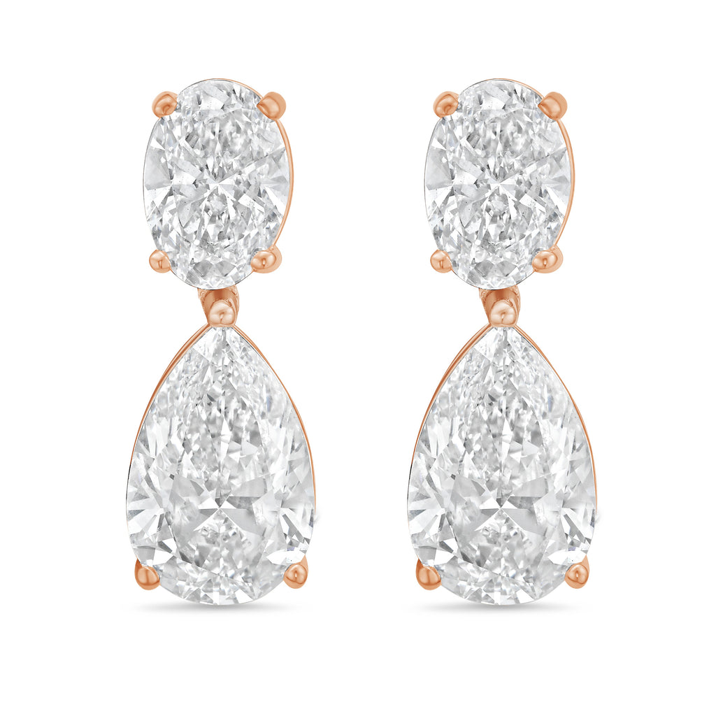 Lab Grown Oval And Pear Drop Earrings