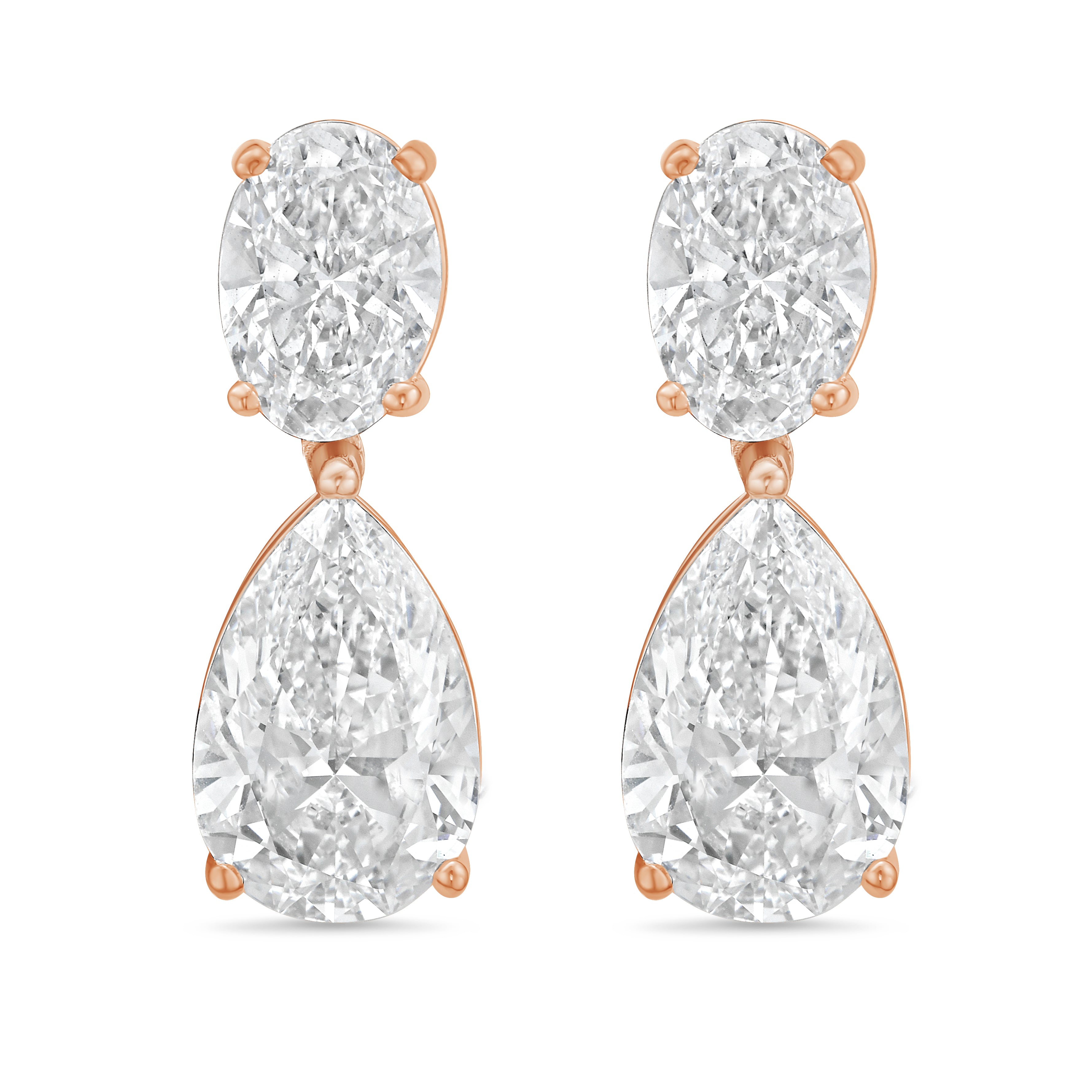 Lab Grown Oval And Pear Drop Earrings