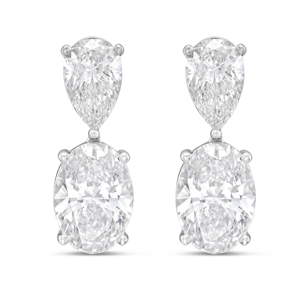 Lab Grown Pear And Oval Diamond Drop Earrings