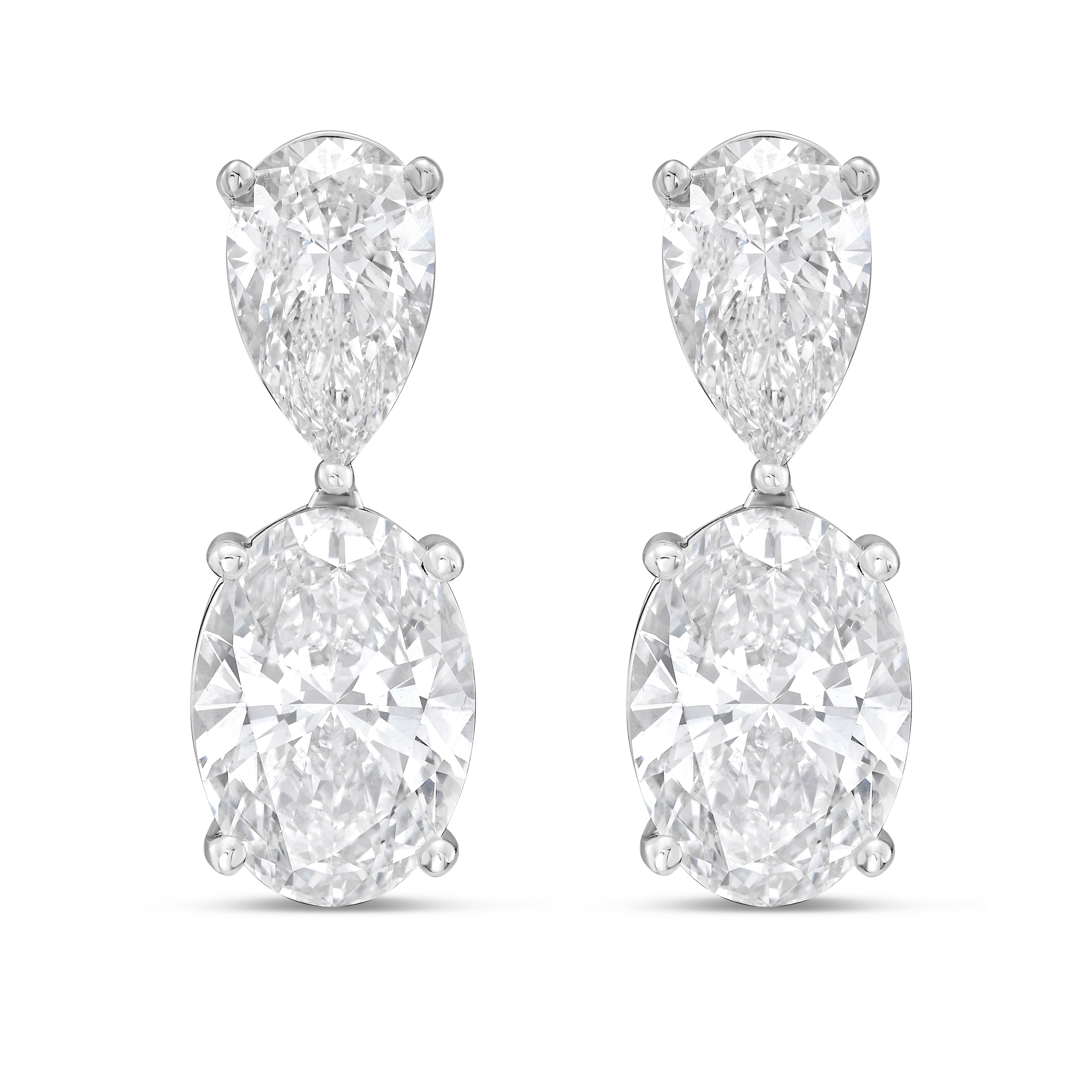 Lab Grown Pear And Oval Diamond Drop Earrings