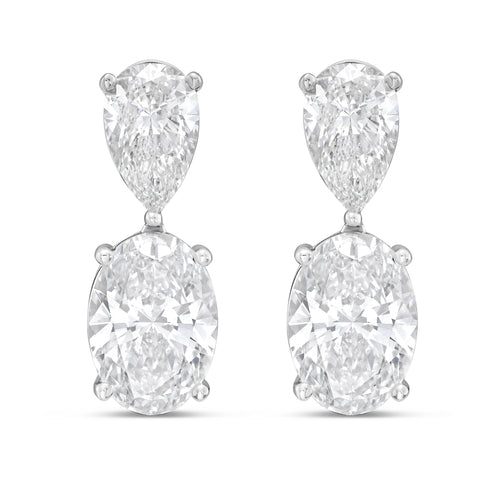 Lab Grown Pear And Oval Diamond Drop Earrings