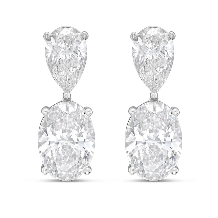 Lab Grown Pear And Oval Diamond Drop Earrings