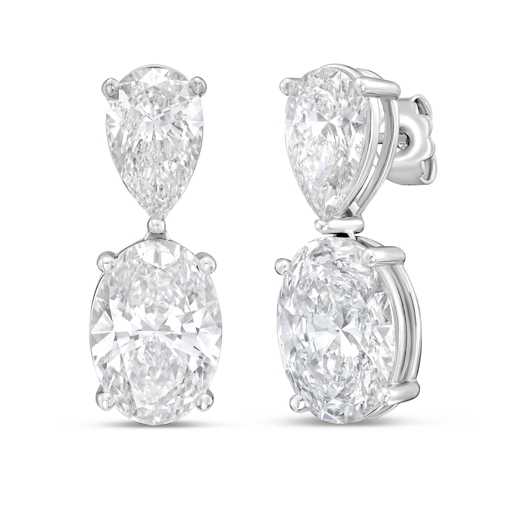 Lab Grown Pear And Oval Diamond Drop Earrings