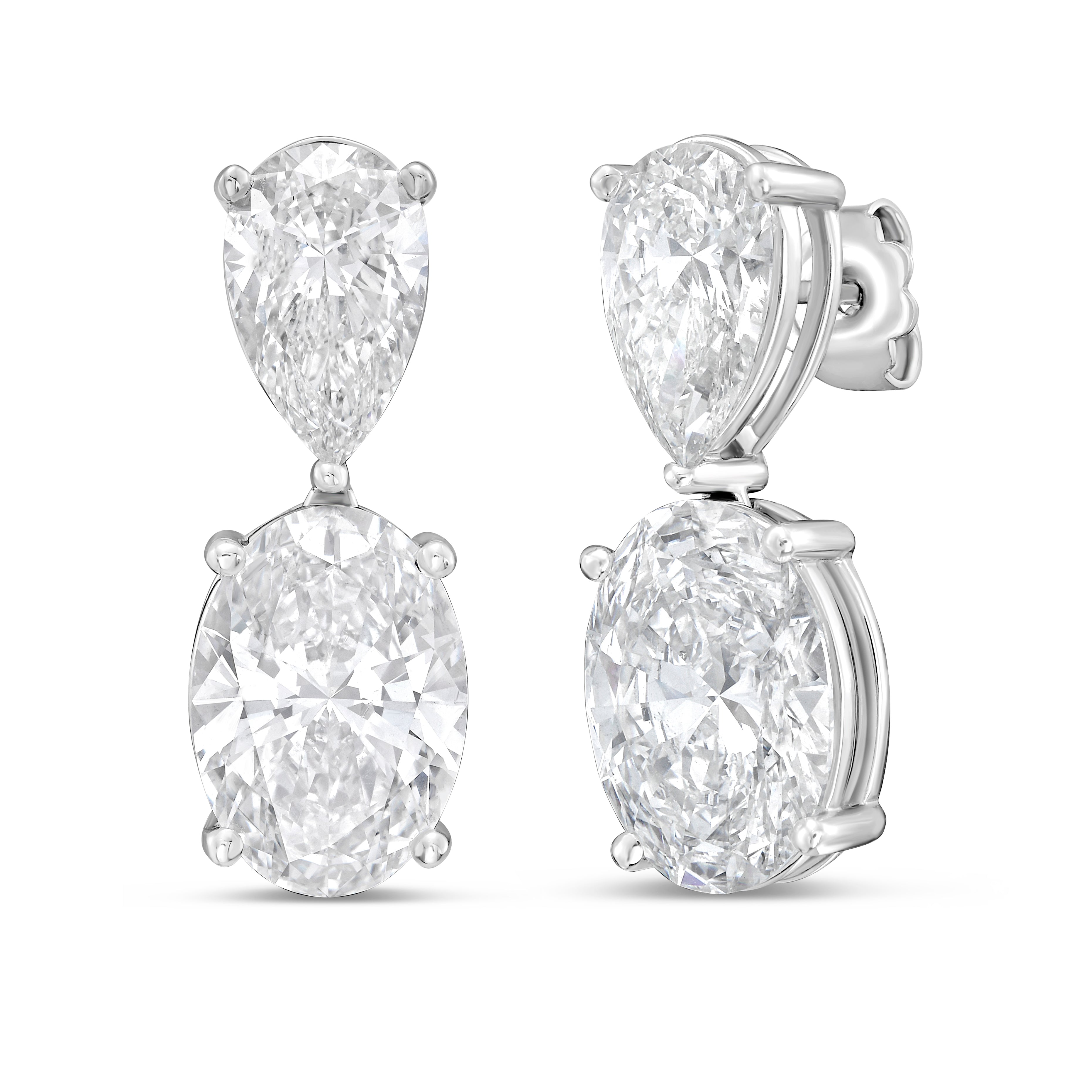 Lab Grown Pear And Oval Diamond Drop Earrings