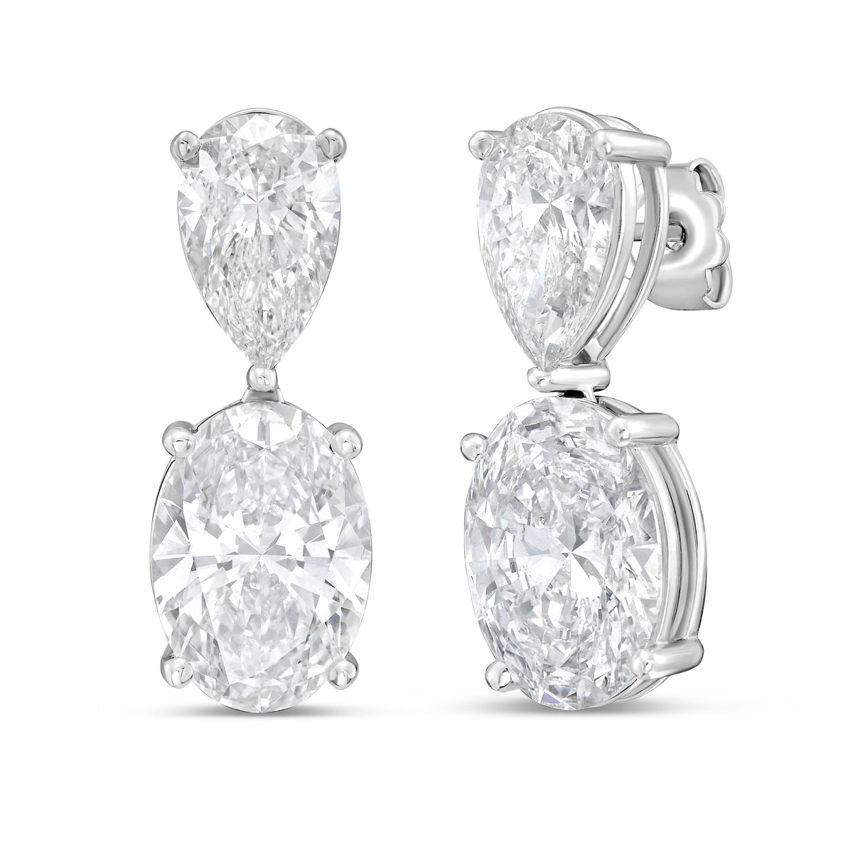 Lab Grown Pear And Oval Diamond Drop Earrings