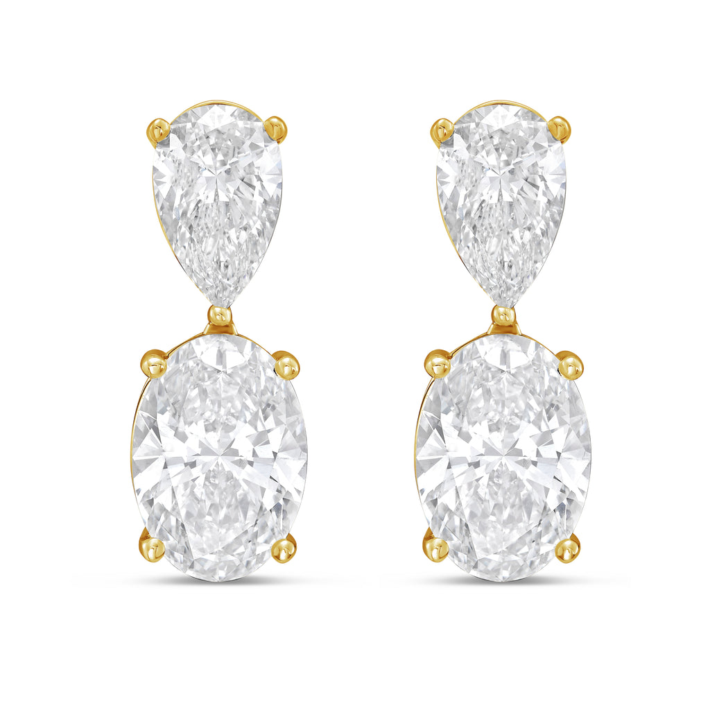 Lab Grown Pear And Oval Diamond Drop Earrings
