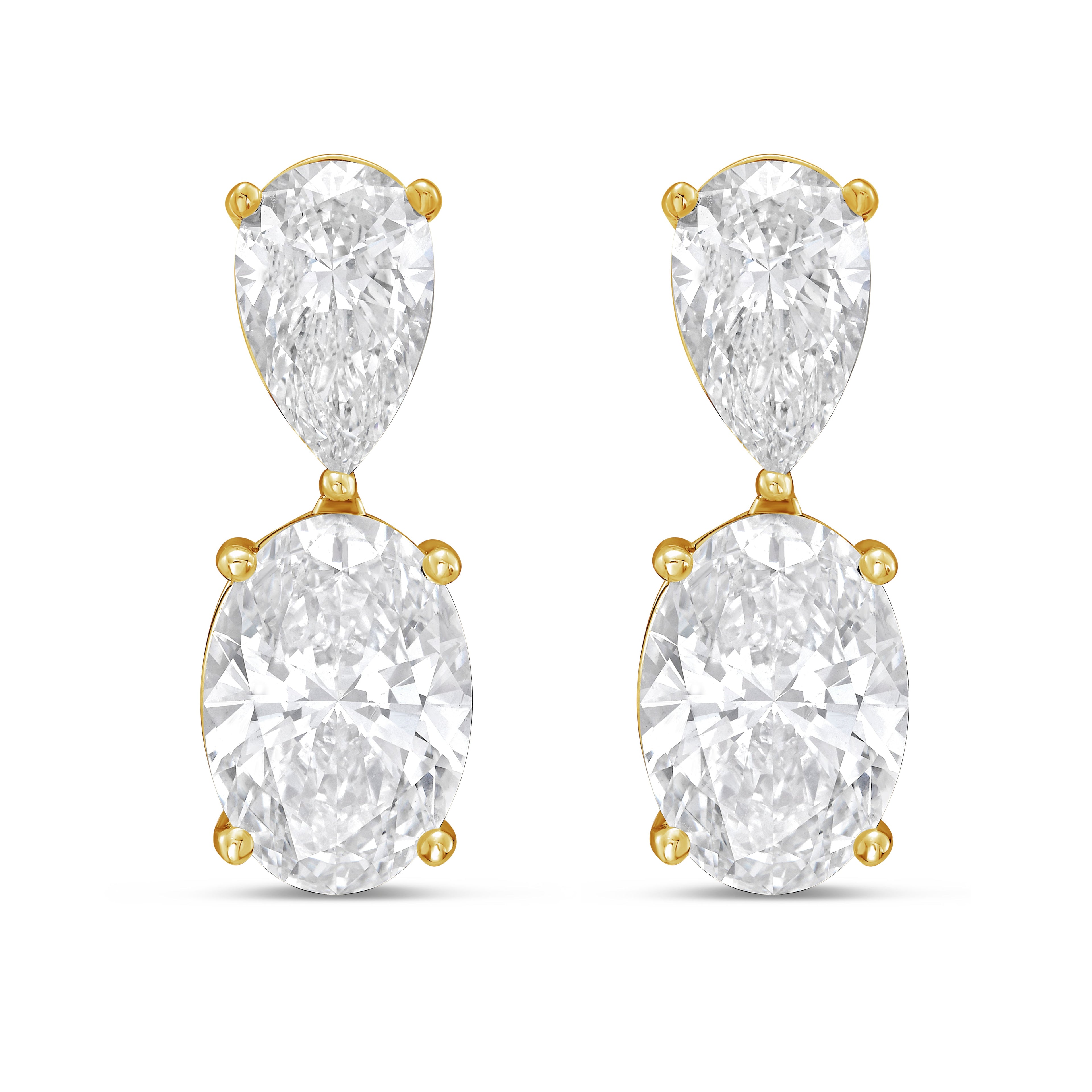 Lab Grown Pear And Oval Diamond Drop Earrings