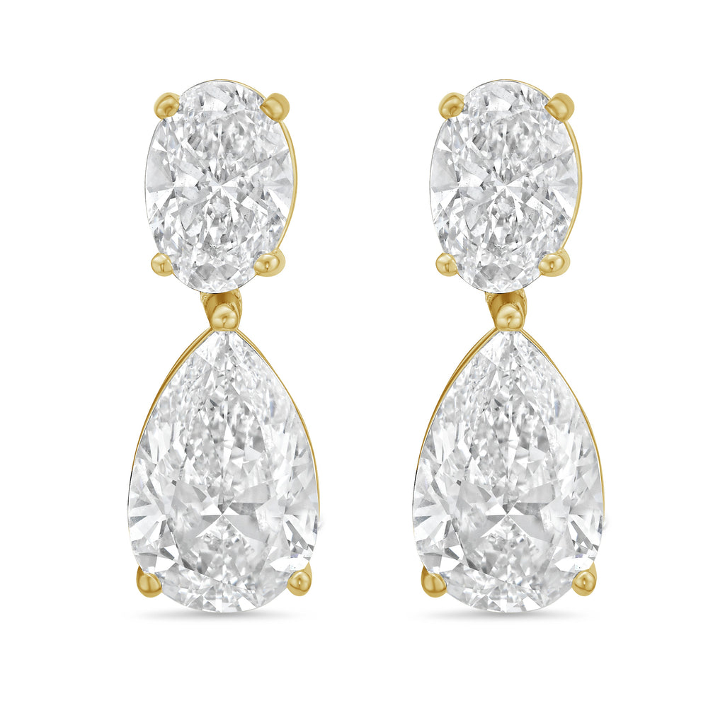 Lab Grown Oval And Pear Drop Earrings