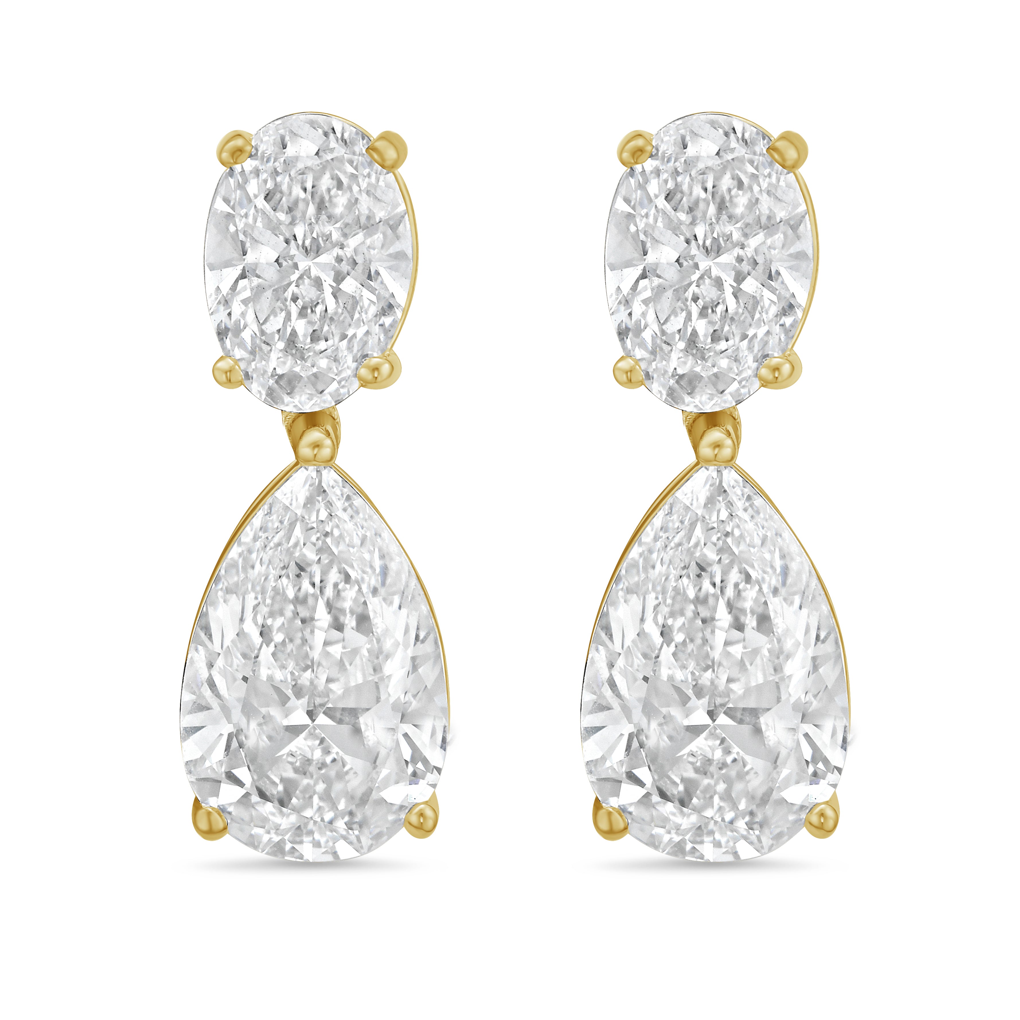 Lab Grown Oval And Pear Drop Earrings