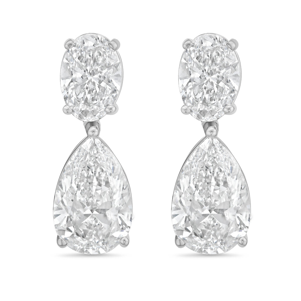 Lab Grown Oval And Pear Drop Earrings