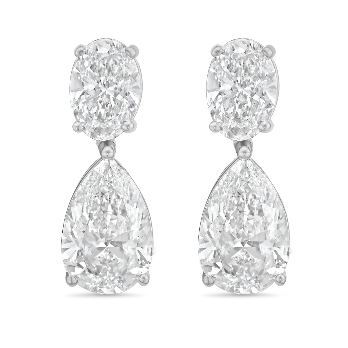 Lab Grown Oval And Pear Drop Earrings