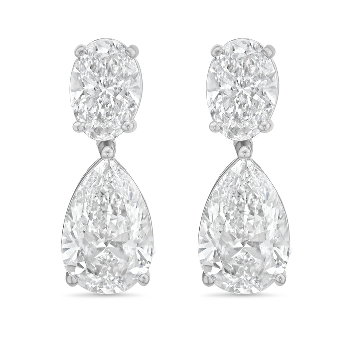 Lab Grown Oval And Pear Drop Earrings