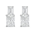 Lab Grown Emerald And Radiant Diamond Earrings