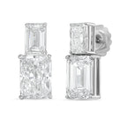 Lab Grown Emerald And Radiant Diamond Earrings