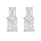 Lab Grown Emerald And Radiant Diamond Earrings
