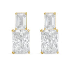 Lab Grown Emerald And Radiant Diamond Earrings