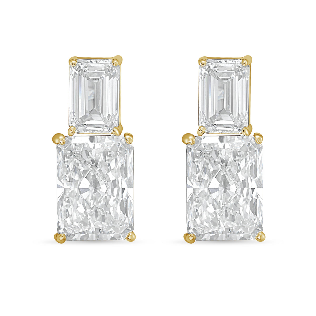Lab Grown Emerald And Radiant Diamond Earrings