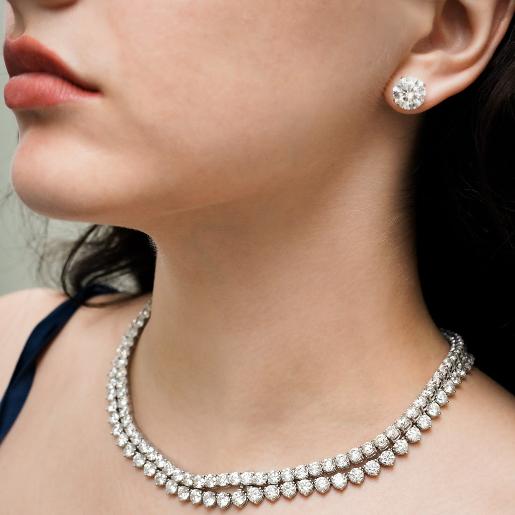 41ct Natural Diamond Tennis Necklace, 18k White Gold