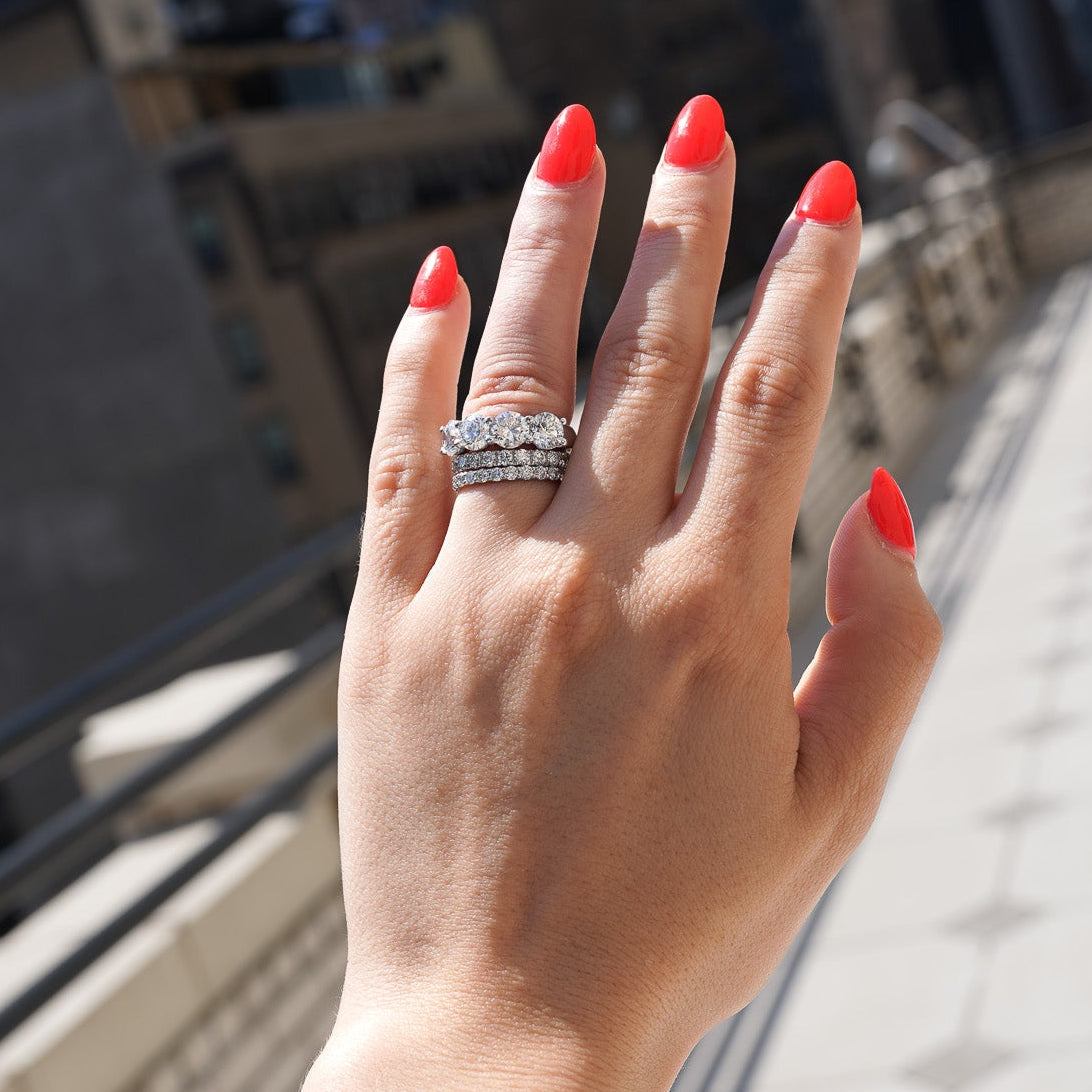 Lab-Grown 4-Stone Round Diamond Wedding Band, Platinum