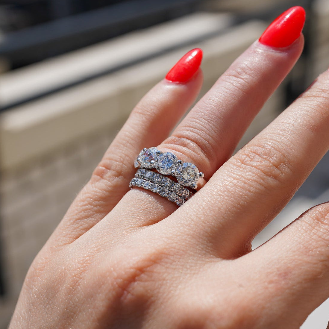 Lab-Grown 4-Stone Round Diamond Wedding Band, Platinum