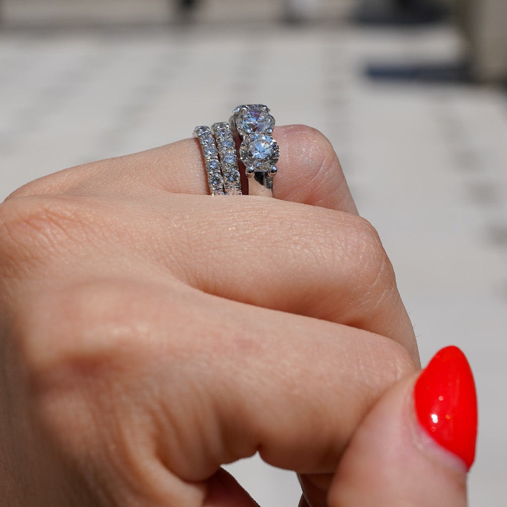 Lab-Grown 4-Stone Round Diamond Wedding Band, Platinum