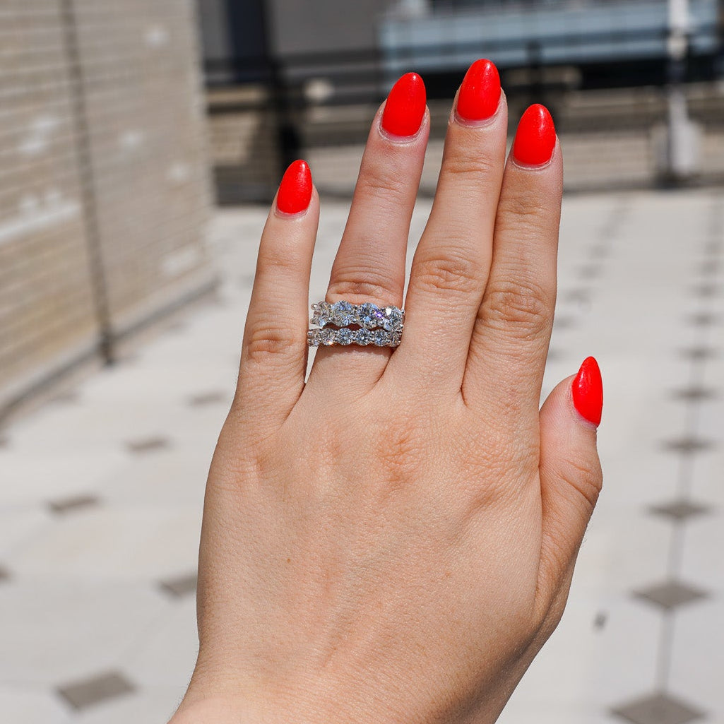 Lab-Grown 4-Stone Round Diamond Wedding Band, Platinum