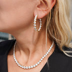 Lab-Grown Round Diamond Tennis Necklace, 4-Prong