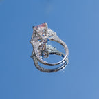 Lab-Grown Pink Radiant Diamond Ring with Heart Sides