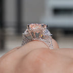 Lab-Grown Pink Radiant Diamond Ring with Heart Sides