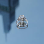 Lab-Grown Radiant Three-Stone Engagement Ring with Trapezoids