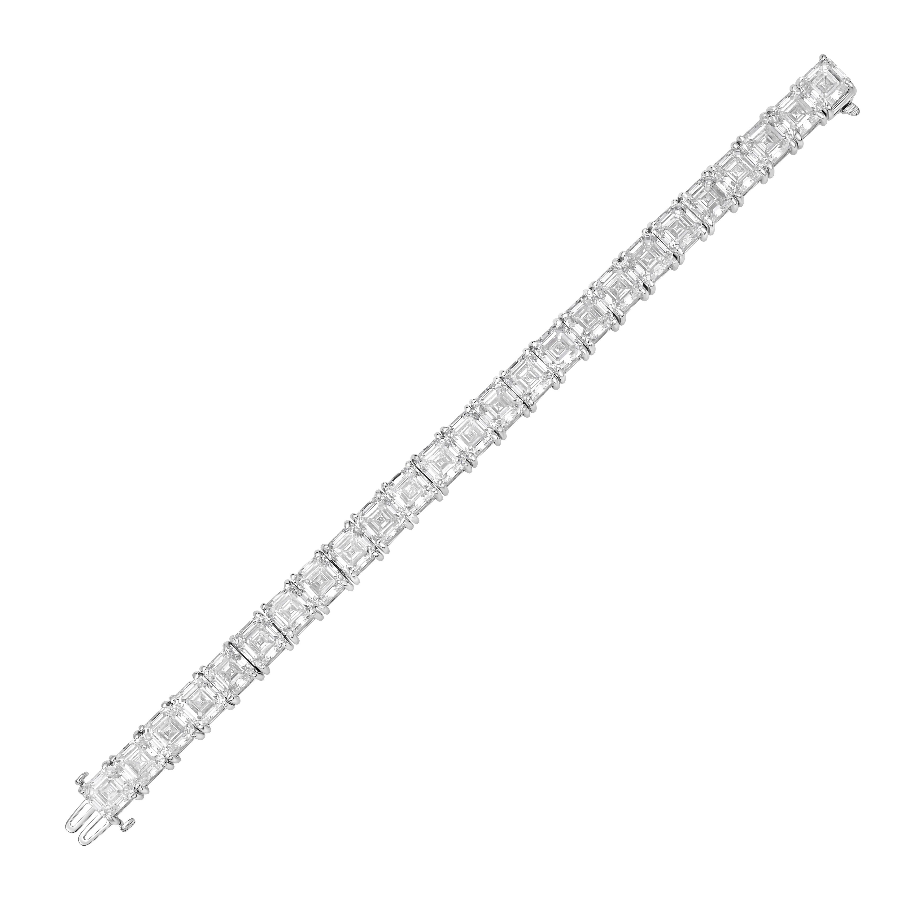 Lab Grown Asscher Cut Diamond Tennis Bracelet