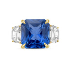 8cts Cushion Cut Sapphire Three Stone Ring
