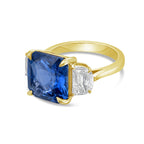 8cts Cushion Cut Sapphire Three Stone Ring