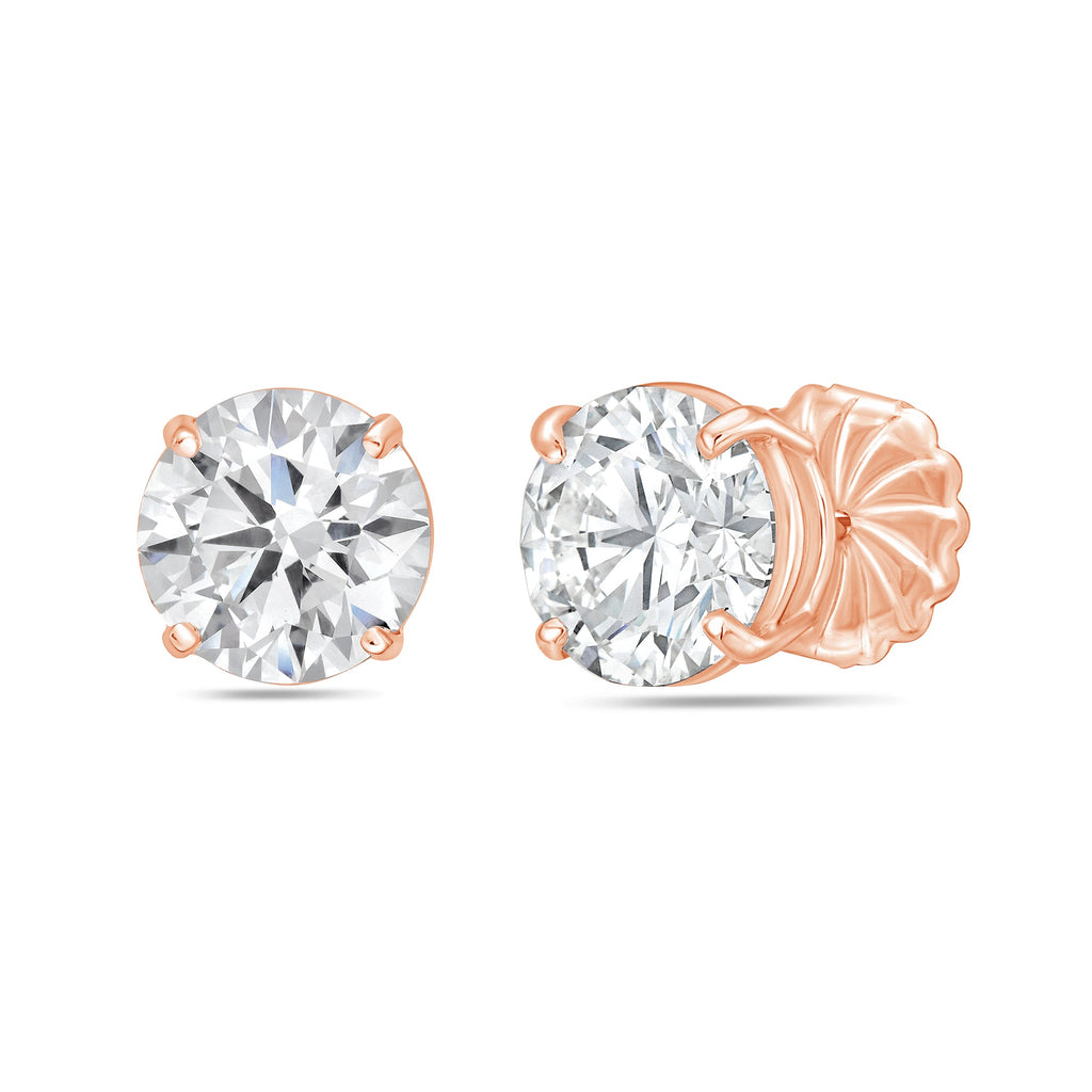 Lab-Grown Round Diamond Stud Earrings, 4-Prong